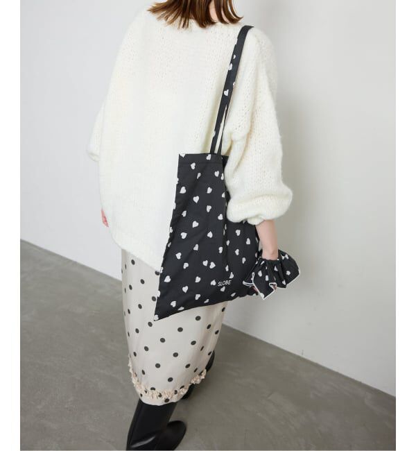 SLOBE IENA「【Jeu de Coeurs & Pois / 2個セット】ハートトート&times;シュシュセット」|トートバッグ|ブラック