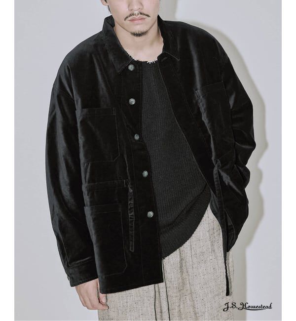 J.S.Homestead「J.S.Homestead / ベルベティーン ファティーグ シャツ」|シャツ・ブラウス|ブラック
