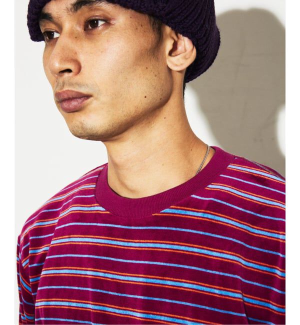 JOURNAL STANDARD「ベロア マイクロ ボーダー クルーネック ロンT」|Tシャツ・カットソー|