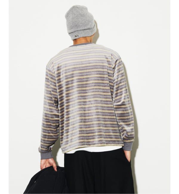 JOURNAL STANDARD「ベロア マイクロ ボーダー クルーネック ロンT」|Tシャツ・カットソー|