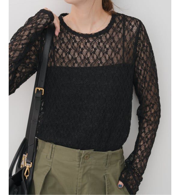 Spick and Span「ストレッチレースクルーネックプルオーバー」|Tシャツ・カットソー|