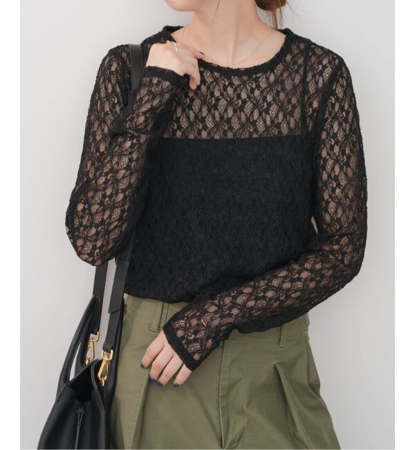 Spick and Span「ストレッチレースクルーネックプルオーバー」|Tシャツ・カットソー|