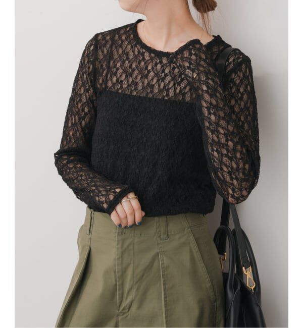 Spick and Span「ストレッチレースクルーネックプルオーバー」|Tシャツ・カットソー|