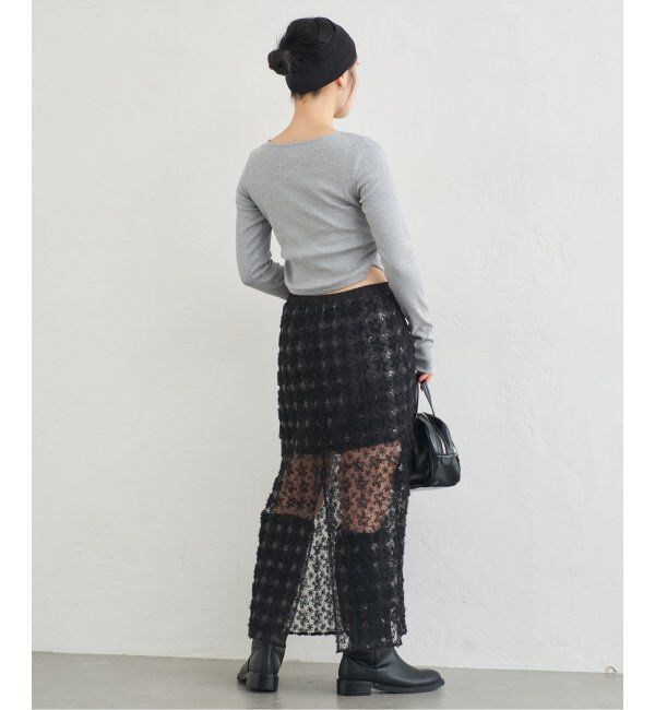 U by SPICK&SPAN「フラワーチュールシアースカート」|スカート|