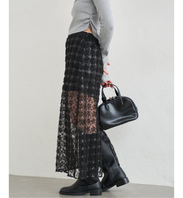 U by SPICK&SPAN「フラワーチュールシアースカート」|スカート|