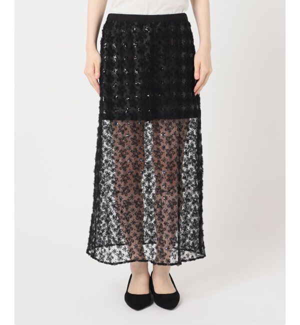 U by SPICK&SPAN「フラワーチュールシアースカート」|スカート|