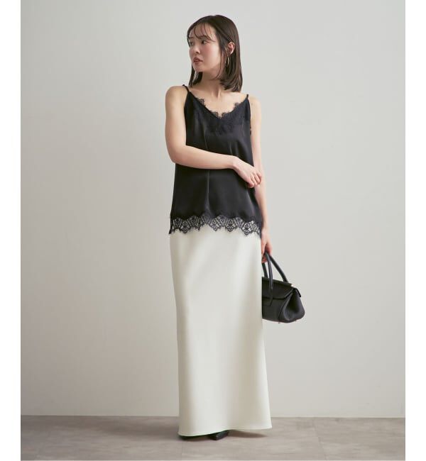 NOBLE「《追加予約》リバーレーストリミングサテンキャミソール」|キャミソール|