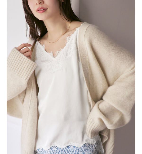 NOBLE「《追加予約》リバーレーストリミングサテンキャミソール」|キャミソール|