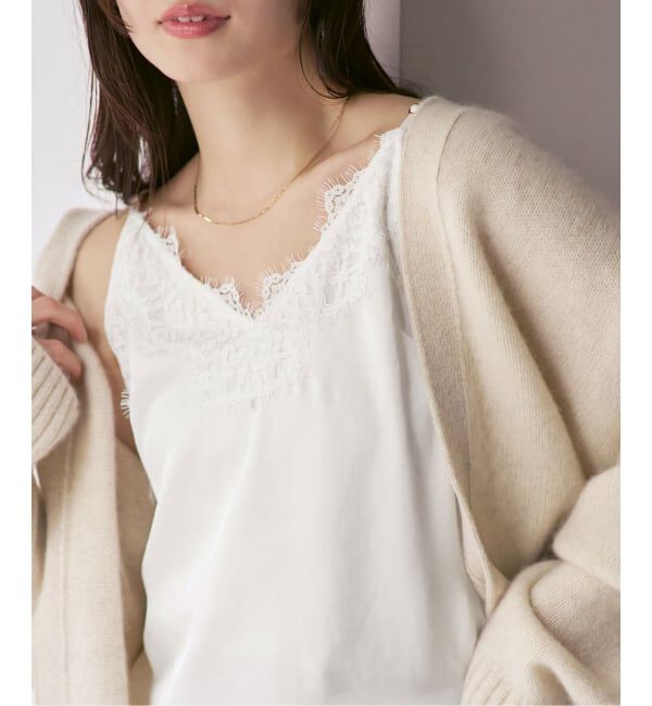 NOBLE「《追加予約》リバーレーストリミングサテンキャミソール」|キャミソール|