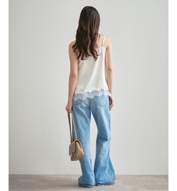 NOBLE「《追加予約》リバーレーストリミングサテンキャミソール」|キャミソール|