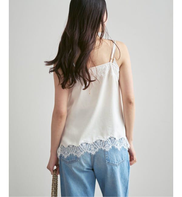 NOBLE「《追加予約》リバーレーストリミングサテンキャミソール」|キャミソール|