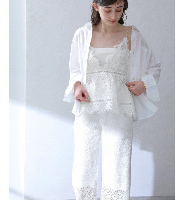  「《追加》【洗える】ウォッシャブルレースキャミトップス」|シャツ・ブラウス|ホワイト