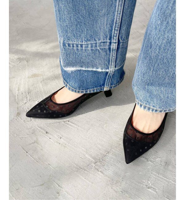  「《追加》5cmポインテッドチュールドットパンプス」|パンプス|