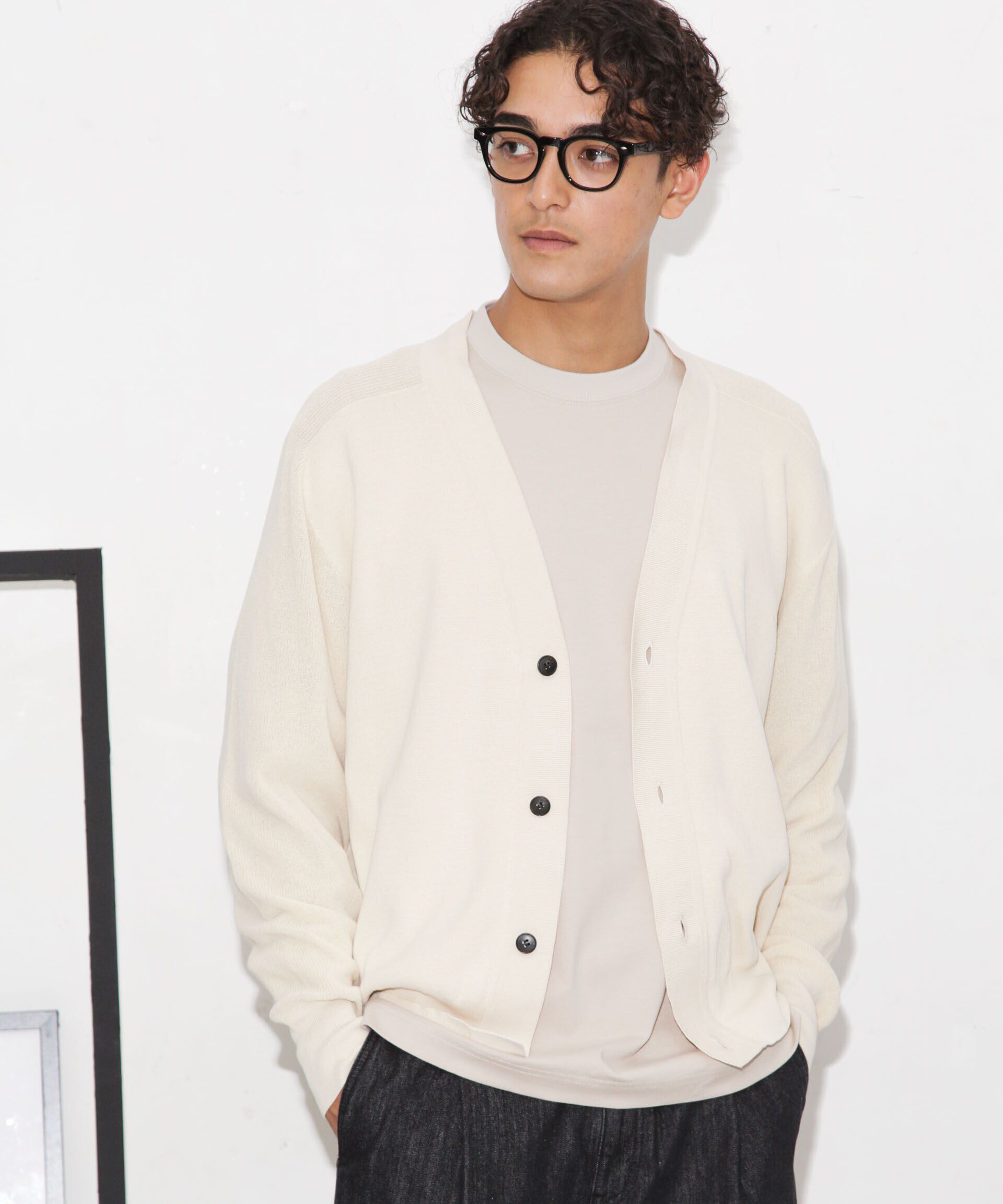 nano･universe「C/solotex(R)サドルショルダーVネックカーディガン」|ニット・セーター|