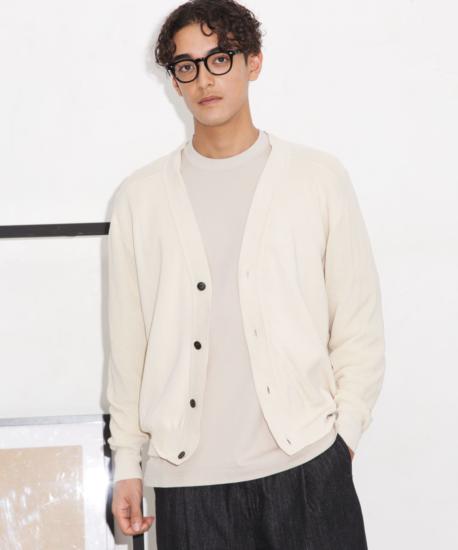 nano･universe「C/solotex(R)サドルショルダーVネックカーディガン」|ニット・セーター|