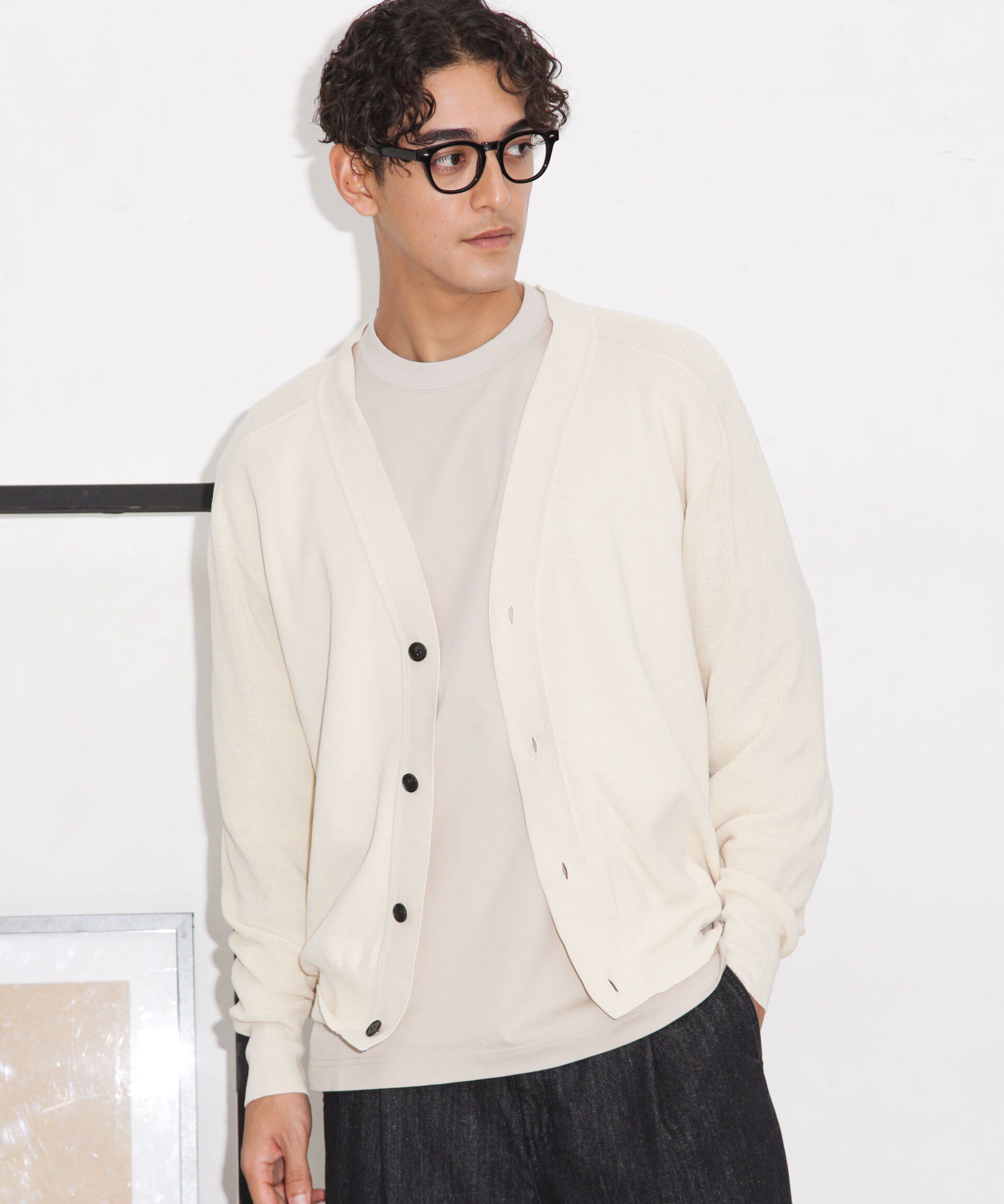 nano･universe「C/solotex(R)サドルショルダーVネックカーディガン」|ニット・セーター|