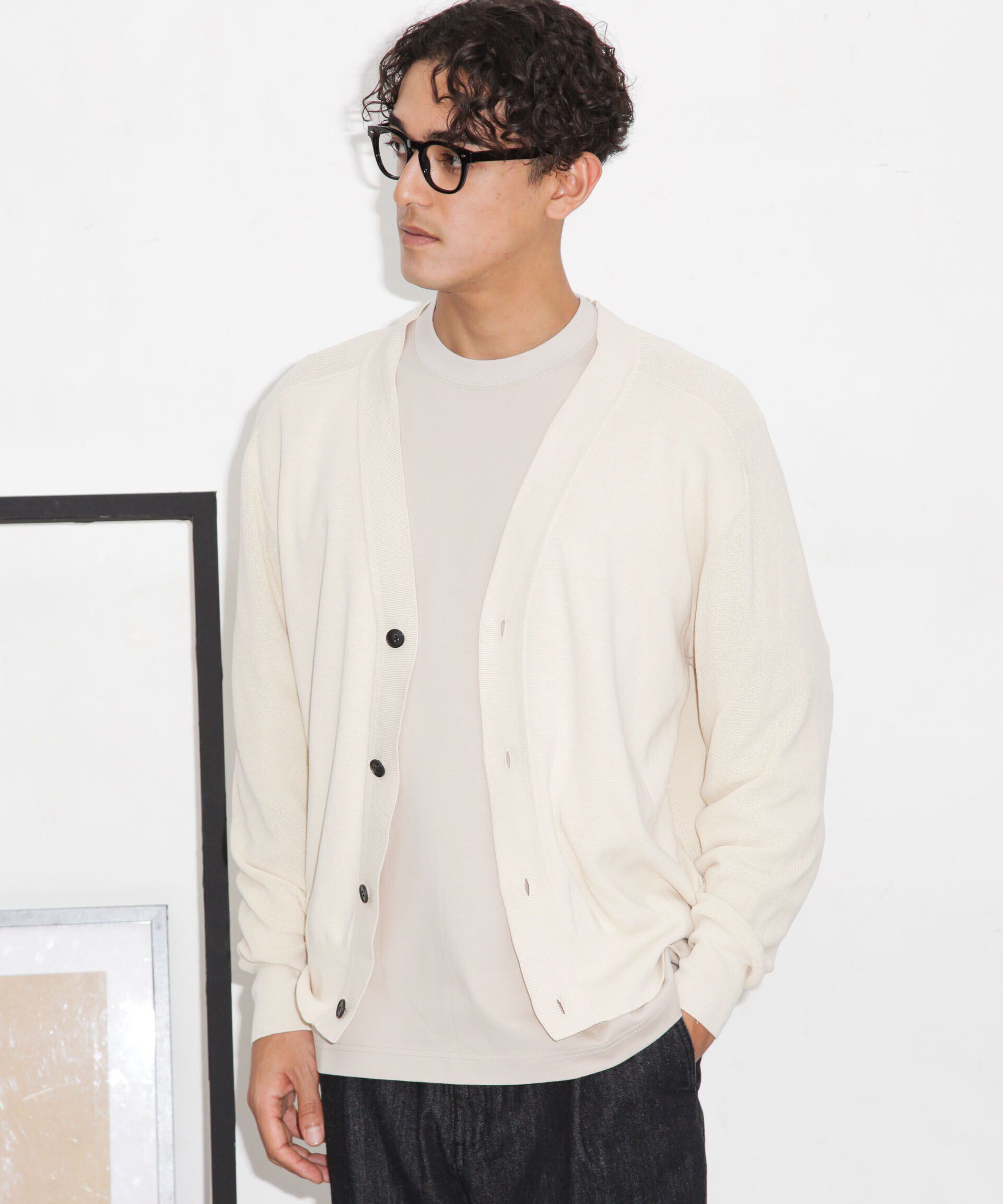 nano･universe「C/solotex(R)サドルショルダーVネックカーディガン」|ニット・セーター|