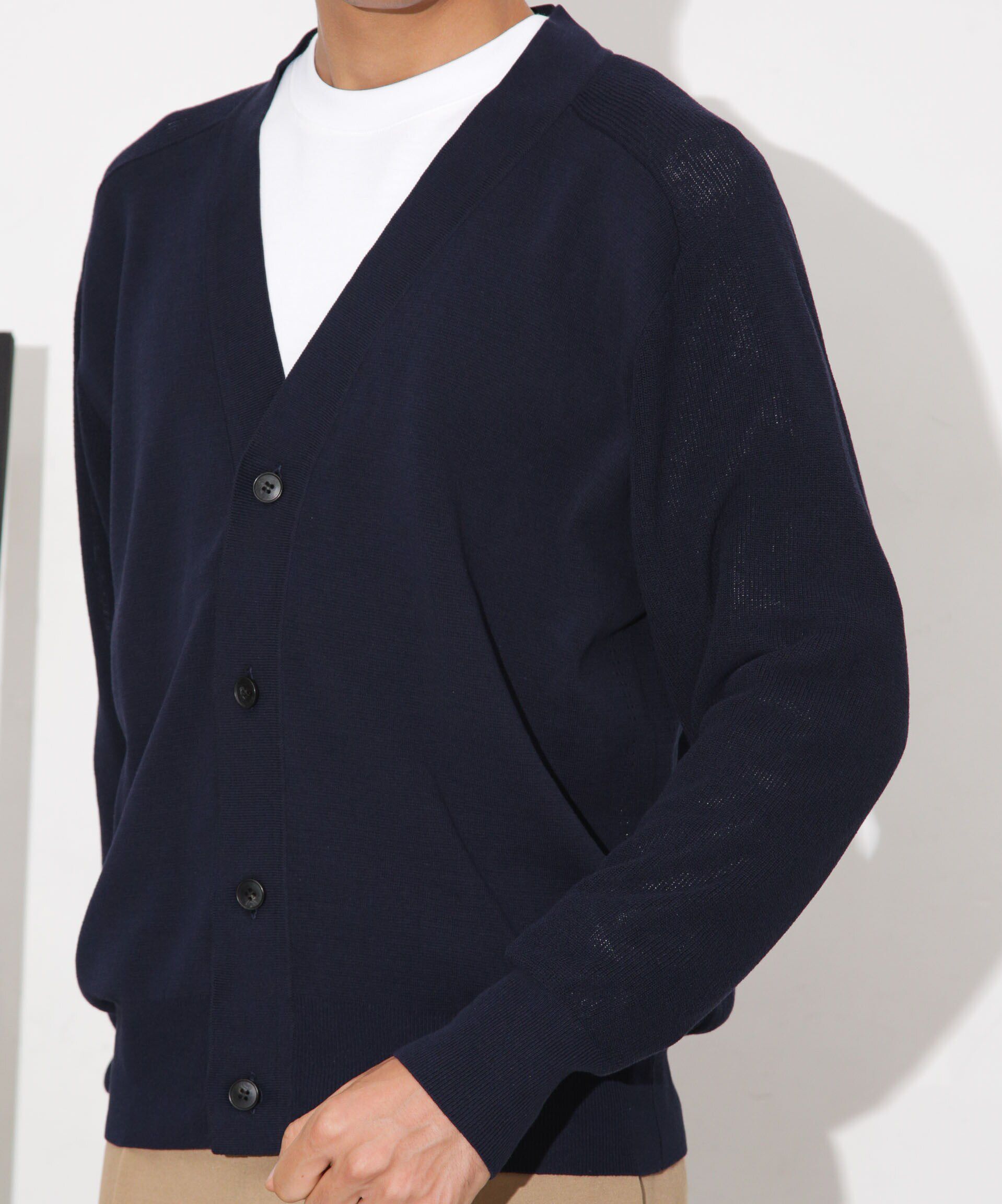 nano･universe「C/solotex(R)サドルショルダーVネックカーディガン」|ニット・セーター|