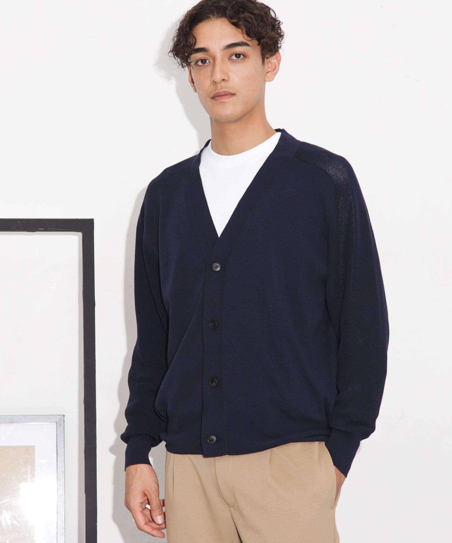 nano･universe「C/solotex(R)サドルショルダーVネックカーディガン」|ニット・セーター|