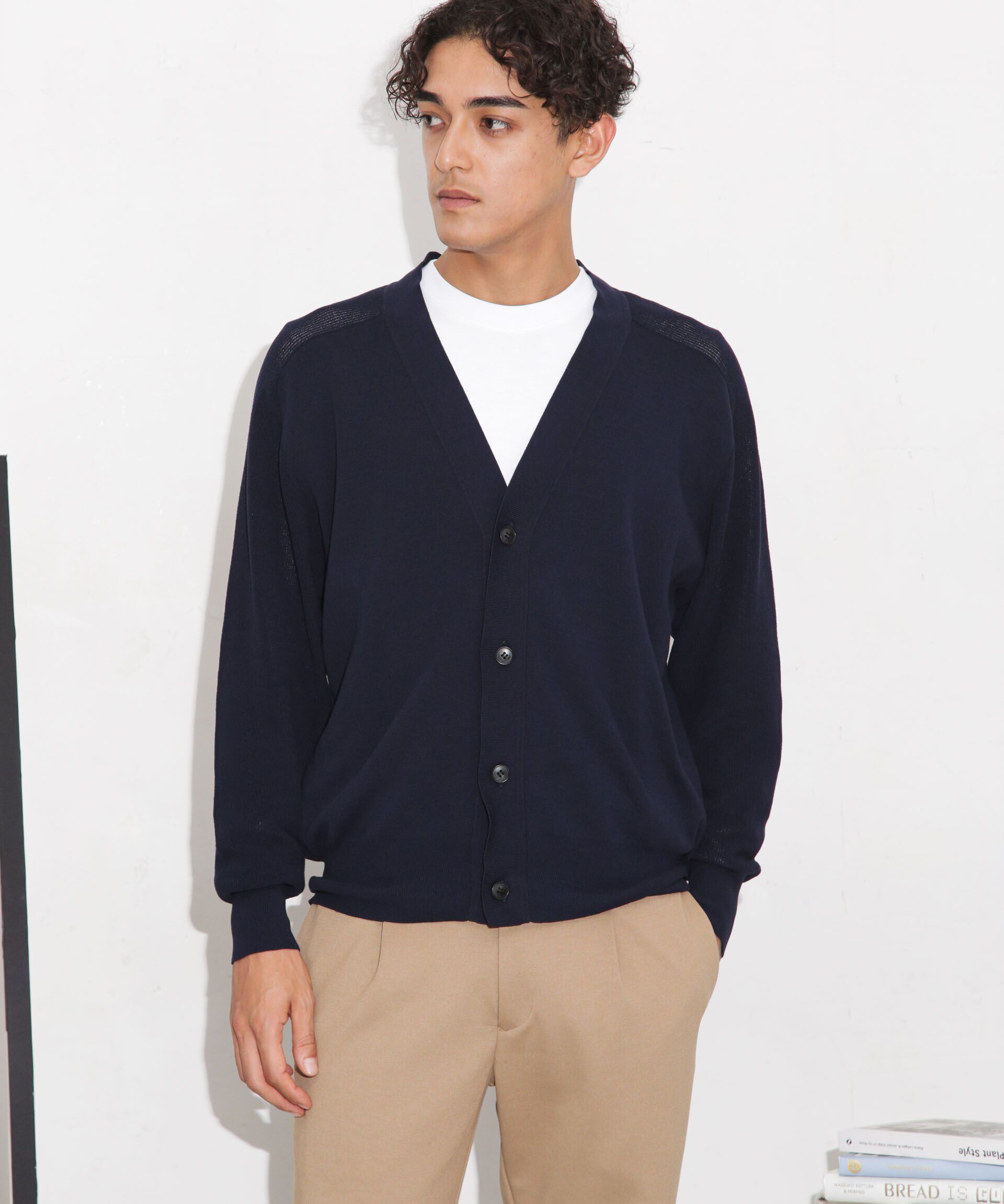 nano･universe「C/solotex(R)サドルショルダーVネックカーディガン」|ニット・セーター|