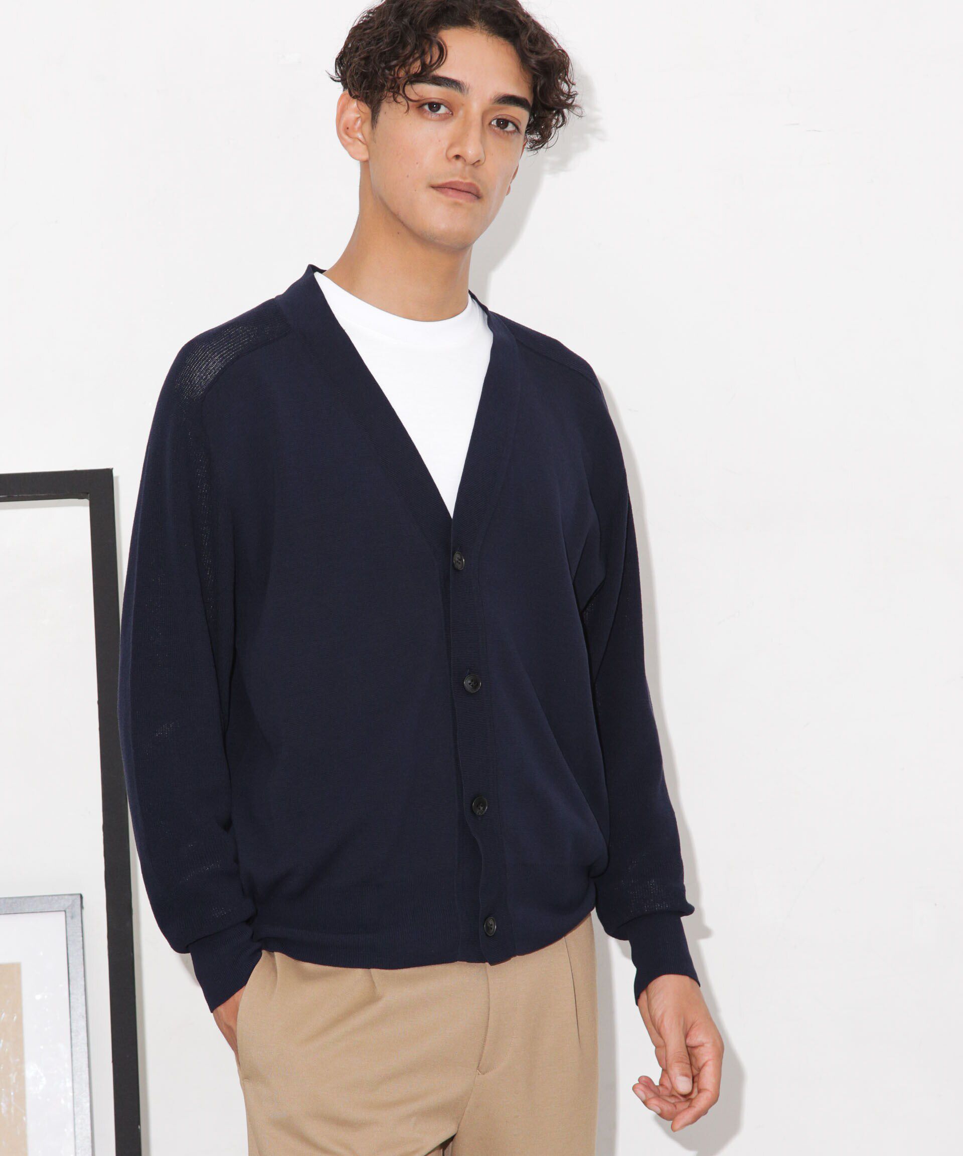 nano･universe「C/solotex(R)サドルショルダーVネックカーディガン」|ニット・セーター|