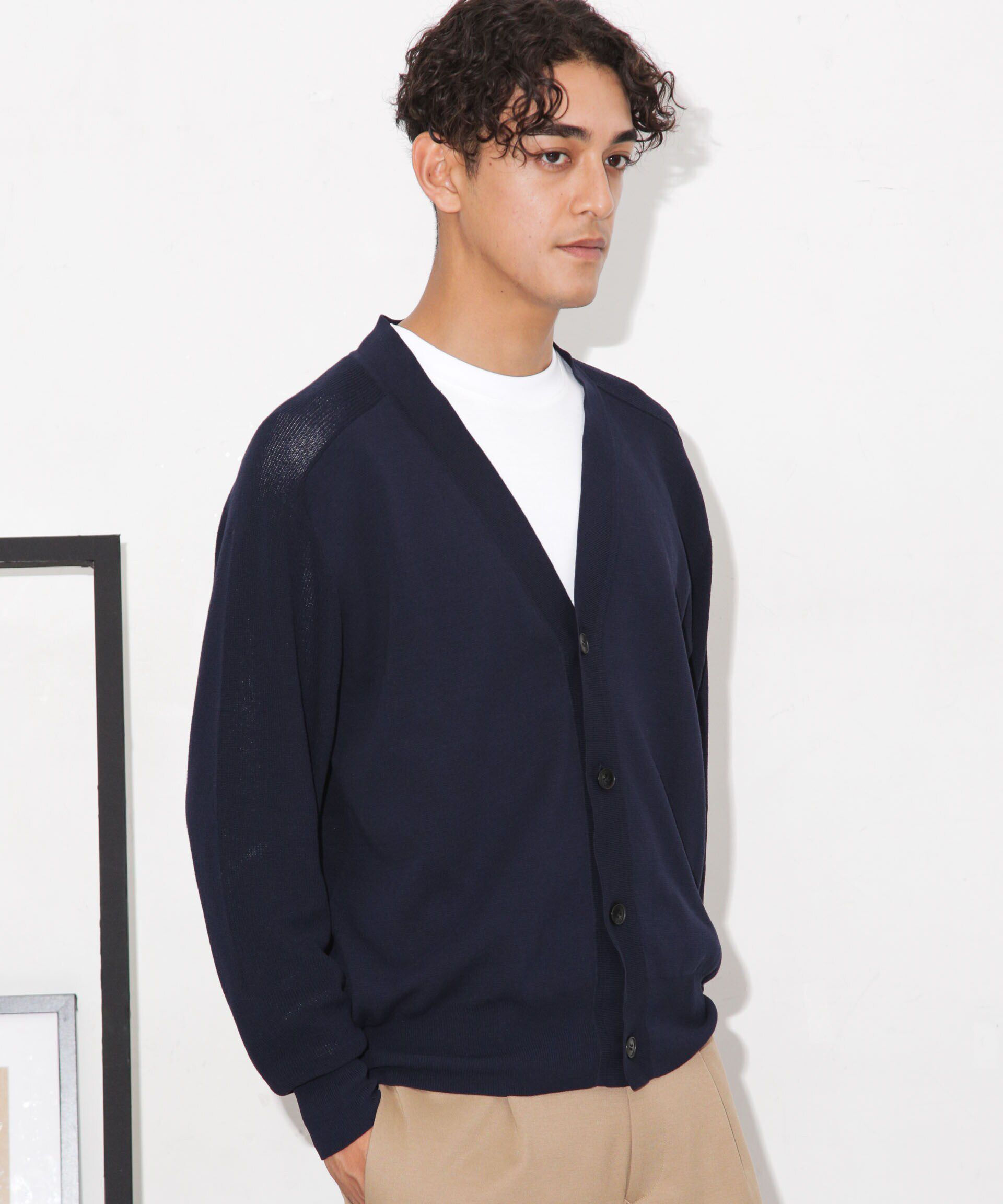 nano･universe「C/solotex(R)サドルショルダーVネックカーディガン」|ニット・セーター|