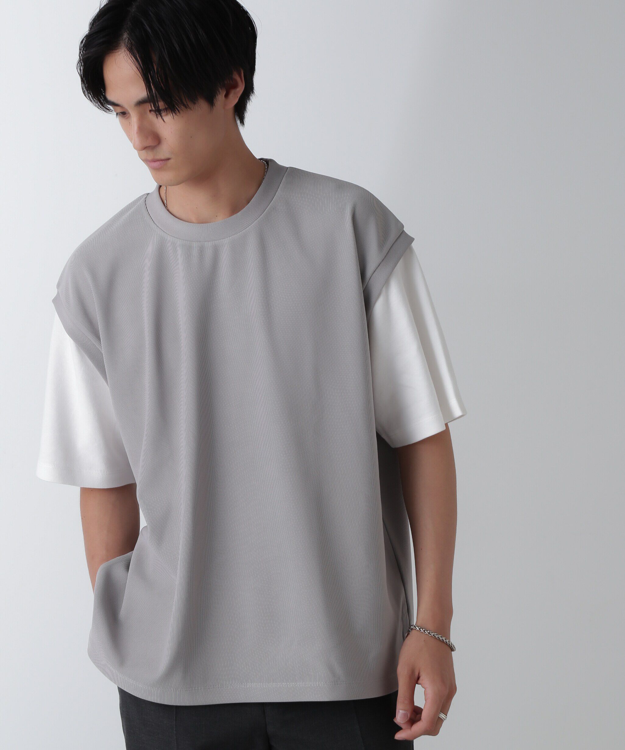 nano･universe「フェイクレイヤードリラックスTシャツ 半袖」|Tシャツ・カットソー|