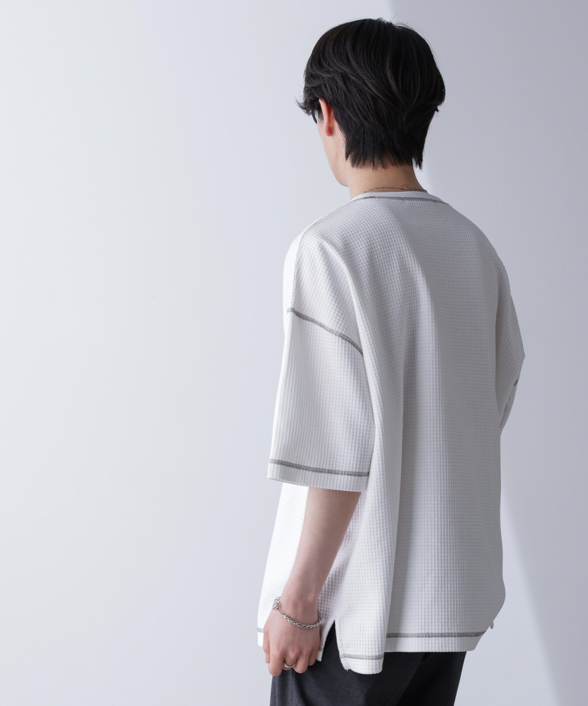 nano･universe「配色ステッチビックワッフルTシャツ 半袖」|Tシャツ・カットソー|