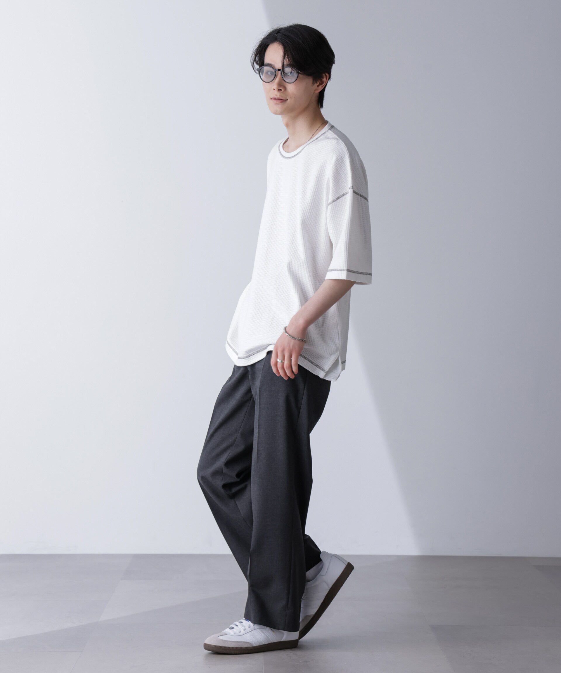 nano･universe「配色ステッチビックワッフルTシャツ 半袖」|Tシャツ・カットソー|