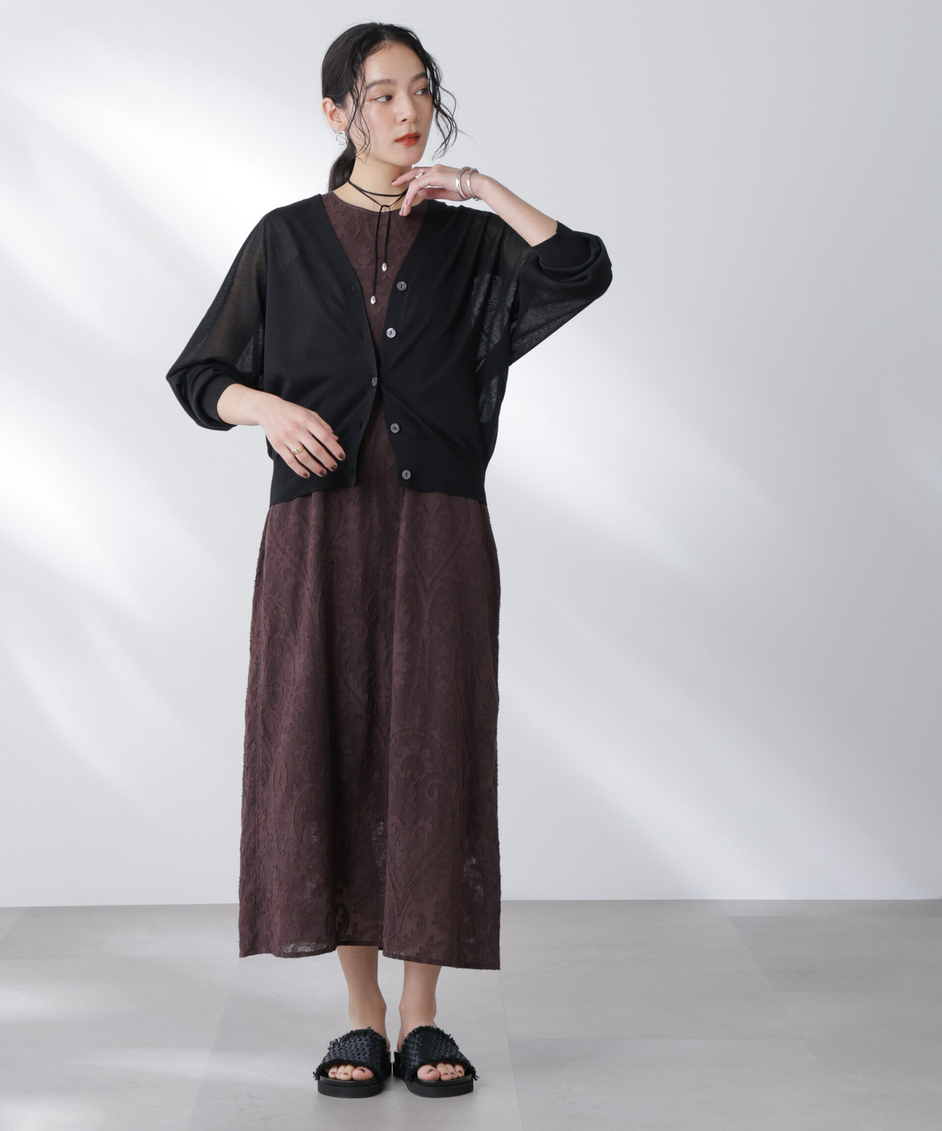 nano･universe「made in india カットワークジャカードワンピース(セットアップ可)」|ワンピース|