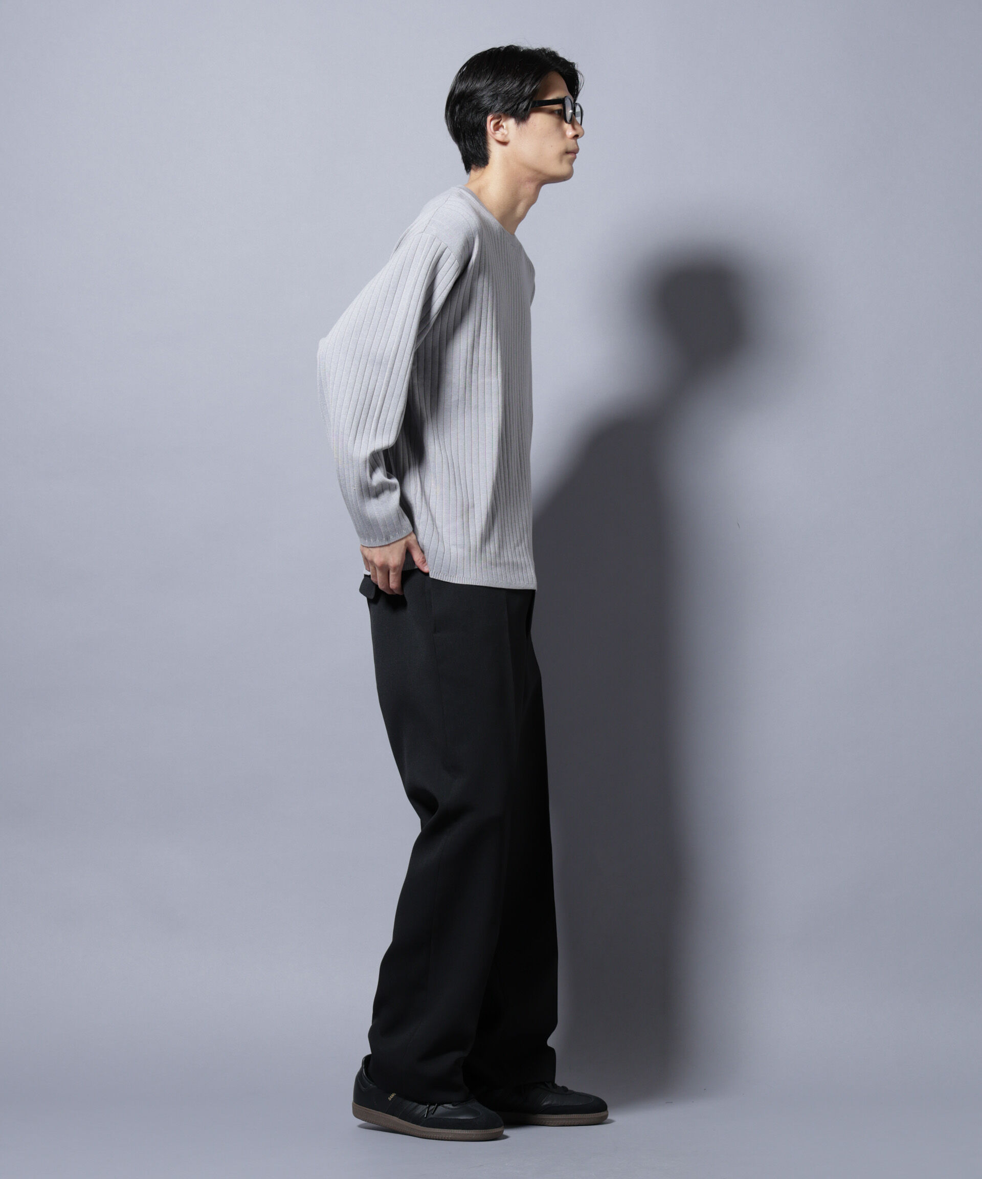 nano･universe「CICA&UVカット リブニットクルーネック」|ニット・セーター|