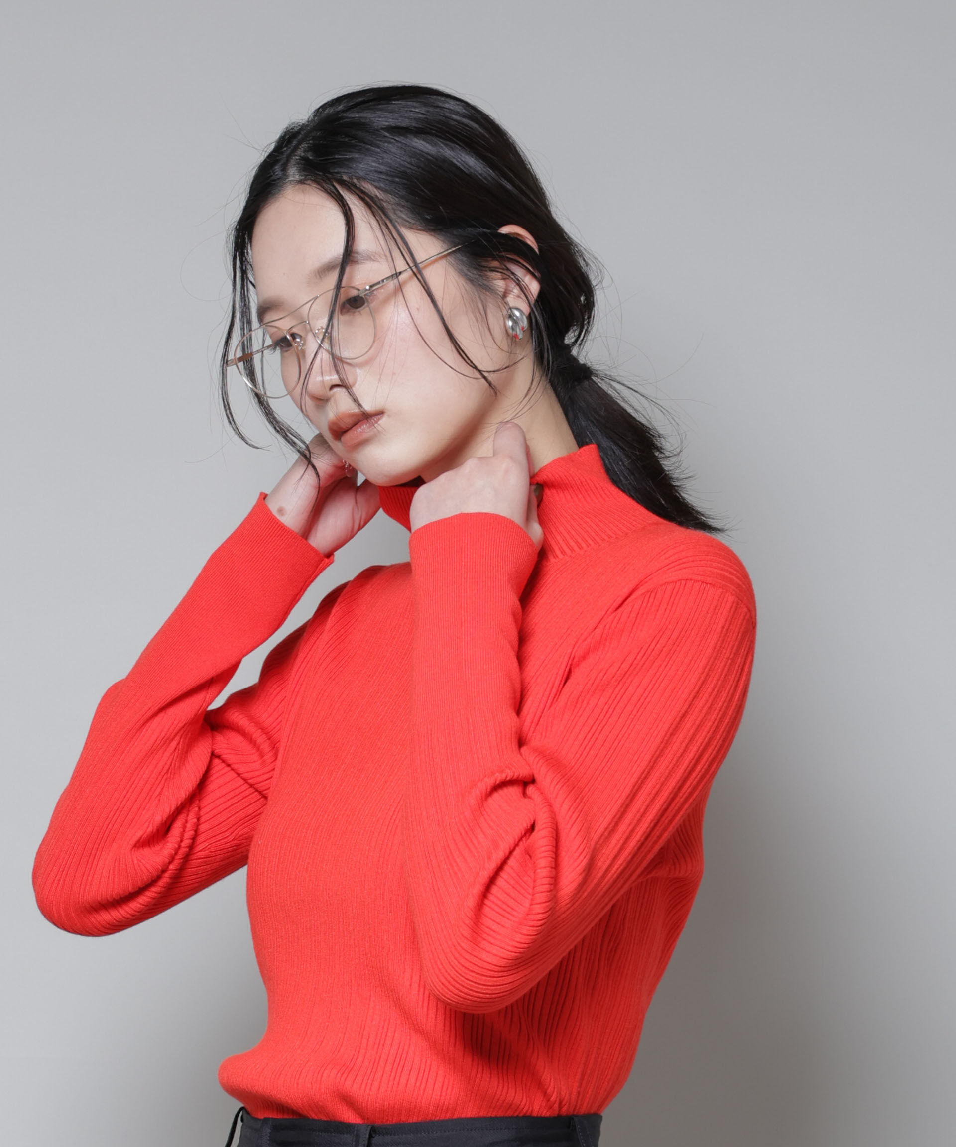 nano･universe「ホホバオイル加工ランダムリブタートルニット」|ニット・セーター|