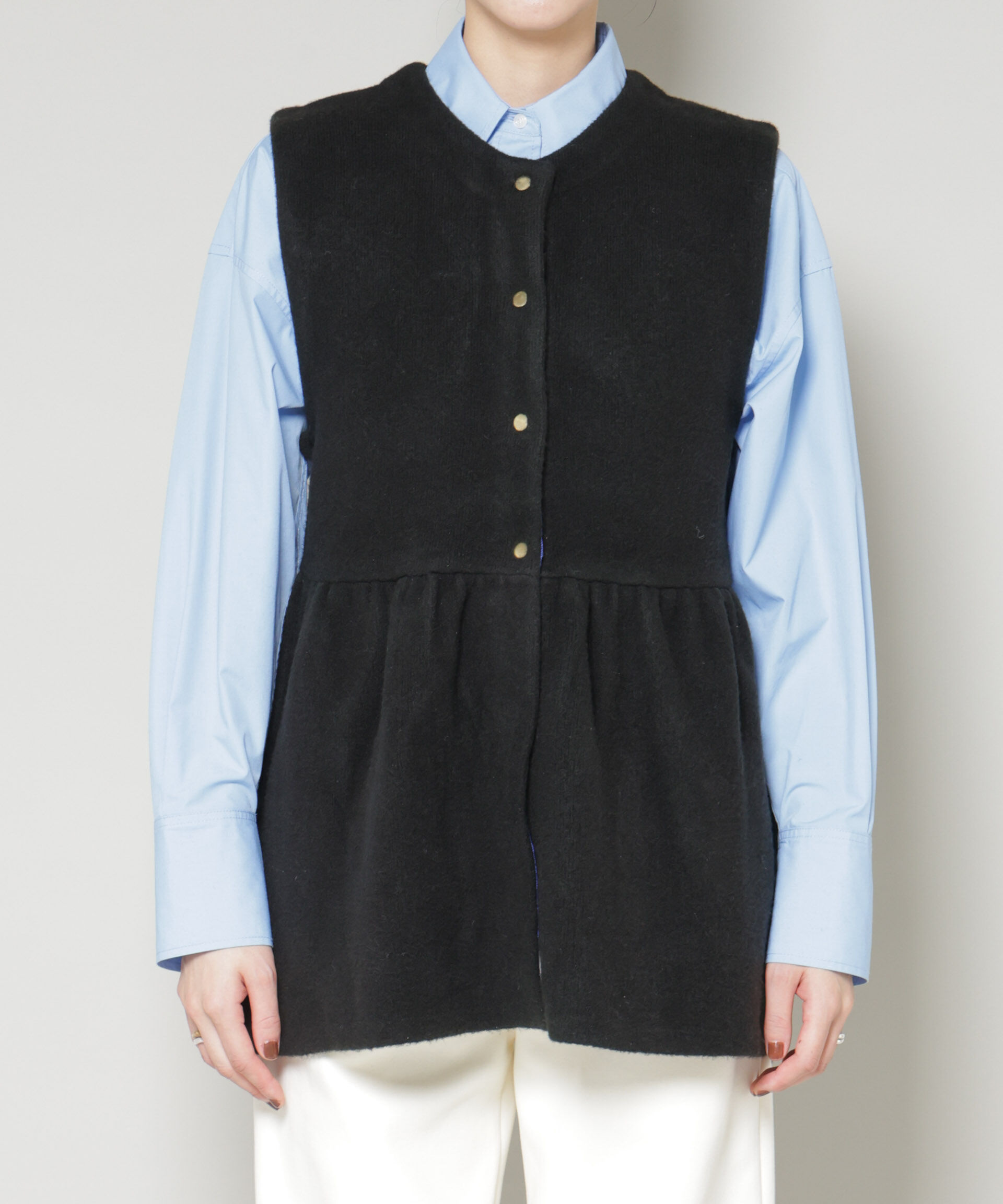 nano･universe「ダブルフェイスペプラムニットベスト」|ニット・セーター|