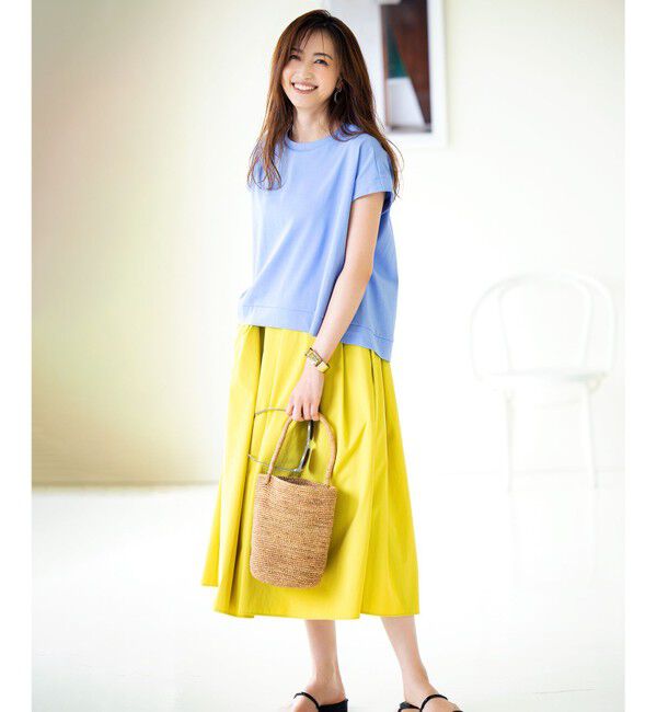 組曲「【汗ジミ防止・撥水】GIZAプレーティング天竺フレンチスリーブ カットソー」|Tシャツ・カットソー|