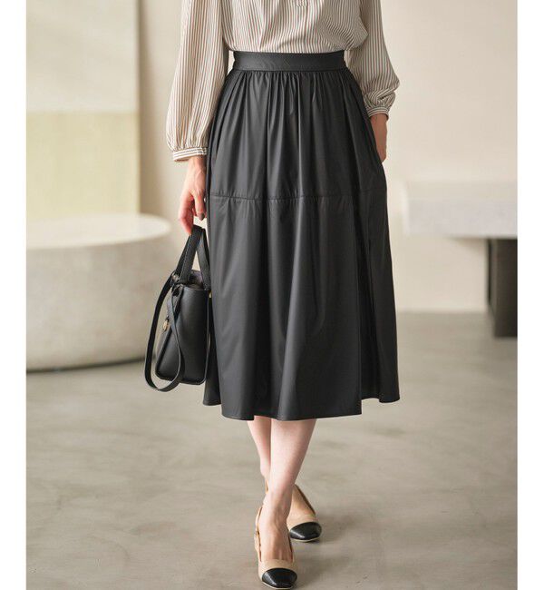 組曲「レザーライクライト タックギャザースカート」|スカート|