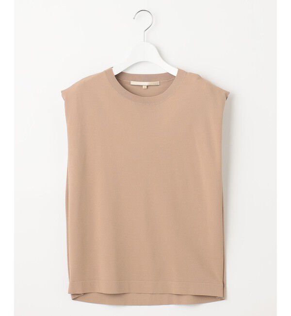 自由区「【洗える・XSサイズあり】クレープストレッチノースリーブ ニット」|ニット・セーター|