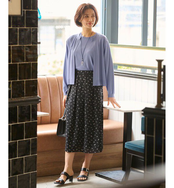 自由区「【洗える・XSサイズあり】クレープストレッチノースリーブ ニット」|ニット・セーター|