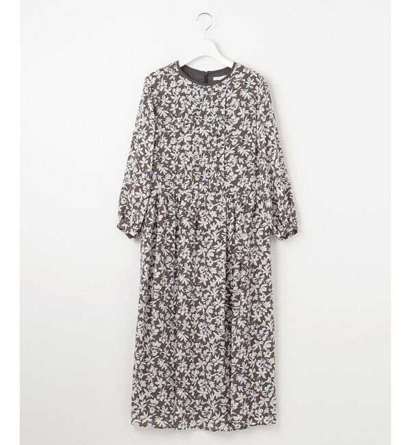 自由区「【洗える】スノーフラワープリント ワンピース」|ワンピース|