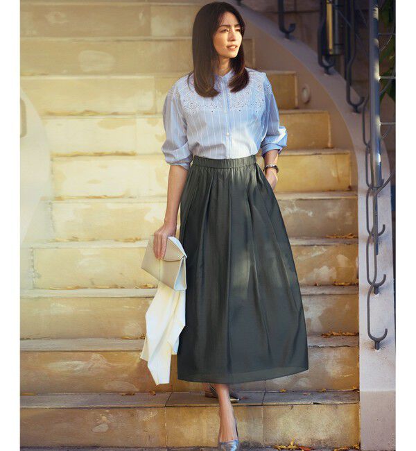 自由区「【接触冷感・UVカット・洗える】クレープストレッチニット カーディガン」|カーディガン|