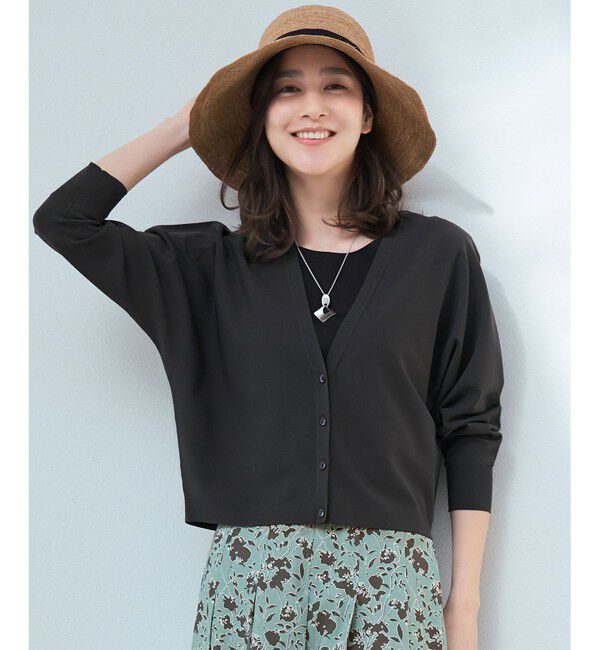 自由区「【接触冷感・UVカット・洗える】クレープストレッチニット カーディガン」|カーディガン|バーント