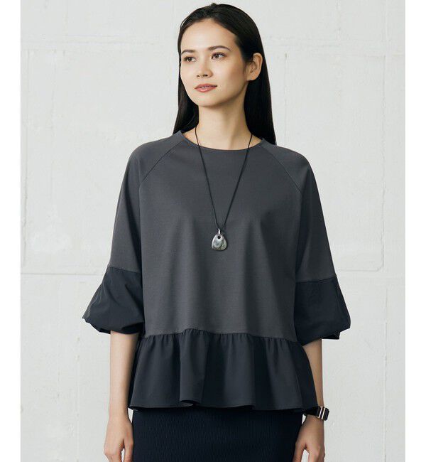 自由区「クリアコットンポンチペプラム カットソー」|Tシャツ・カットソー|スレート