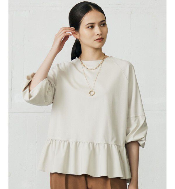 自由区「クリアコットンポンチペプラム カットソー」|Tシャツ・カットソー|ベージュ