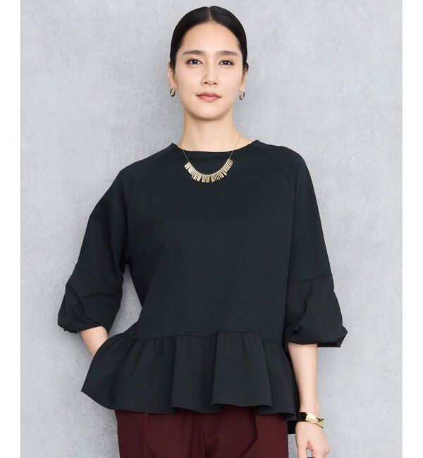 自由区「クリアコットンポンチペプラム カットソー」|Tシャツ・カットソー|ネイビー