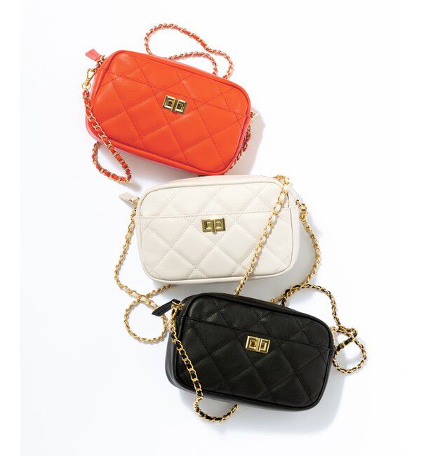 23区「ファスナー キルティング ショルダーバッグ」|ショルダー・メッセンジャー|オレンジ系