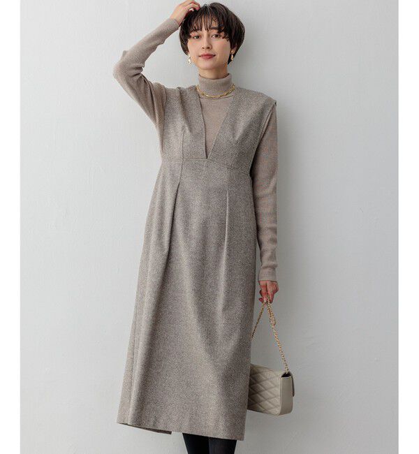 23区「シルクネップヘリンボーン オールインワン ワンピース」|ワンピース|ブラウン系