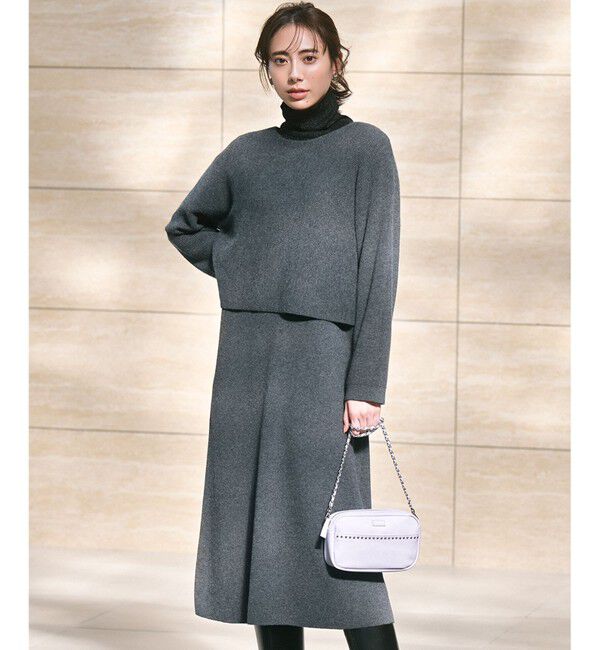 23区「【洗える】レイヤードニットツイン ワンピース」|ワンピース|グレー系