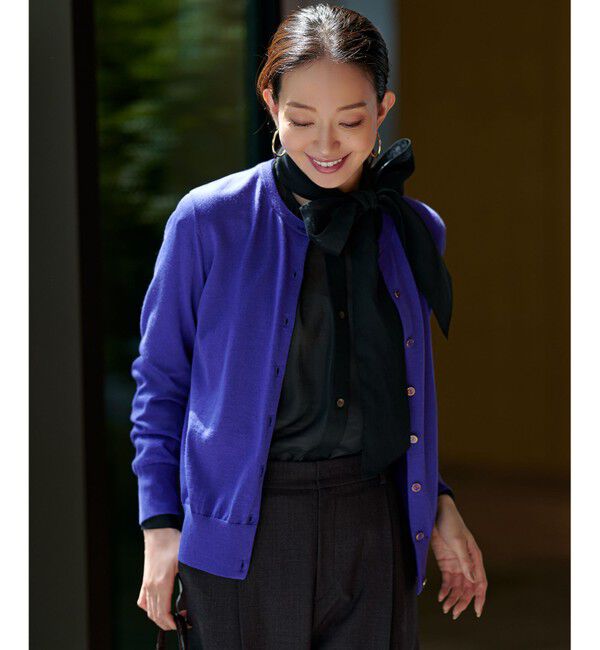 23区「【洗える】サステナブルウール ベーシック カーディガン」|カーディガン|ブルー系