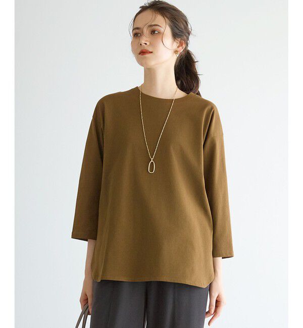 23区「【SLOW/一部店舗限定】MVSコットン チュニック シンプルTEE」|Tシャツ・カットソー|カーキ系