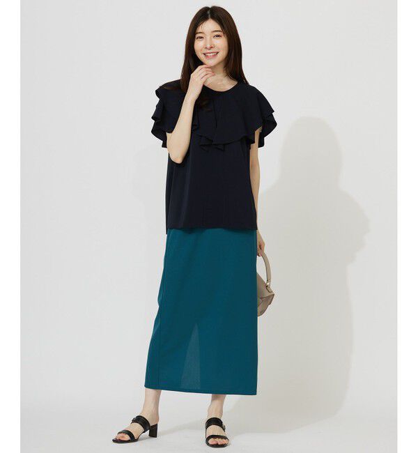 ANY SIS「【接触冷感・吸水速乾・UVカット】サラキレイ フリル ブラウス」|シャツ・ブラウス|