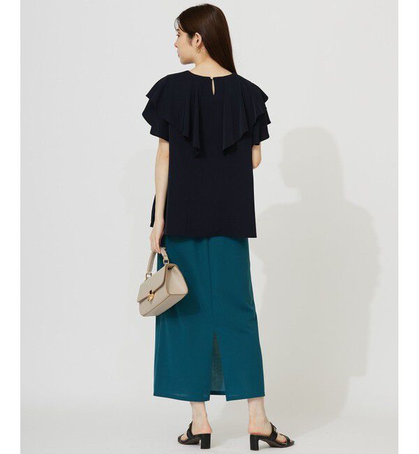 ANY SIS「【接触冷感・吸水速乾・UVカット】サラキレイ フリル ブラウス」|シャツ・ブラウス|